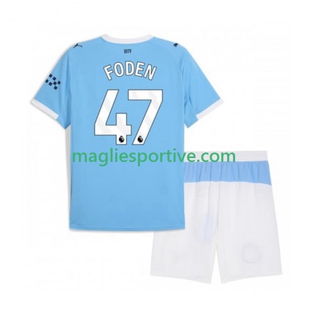 Completo Calcio Manchester City Phil Foden 47 Bambino Divisa Prima 2025-2026